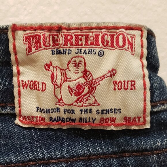 Vintage True Religion Low Waist Distressed Blue Jeans Size 27 - Picture 2 of 12